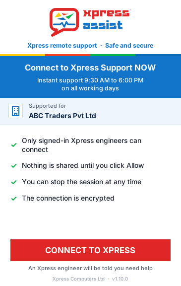 Xpress ASSIST app window